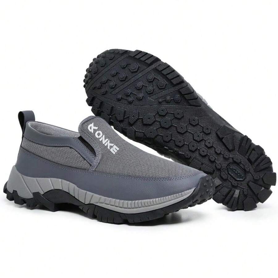 Comfortable Trail And Walking Sneakers With Lightweight And Flexible Elastic - 灰色 - 查看 1
