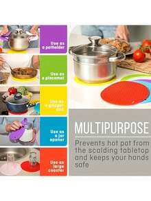 Silicone Placemat For Hot Pan And Pot Pads. Heat Resistant Counter Mats For Tables Placemats Countertops, Spoon Rest And Large Coasters Anti Fouling And Anti Slip