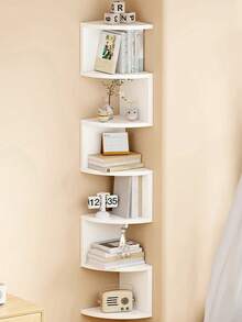 1pc Corner Wall Shelf, Triangular Floating Shelves, Multipurpose Storage Rack For Living Room, Bedroom, No Drilling Required