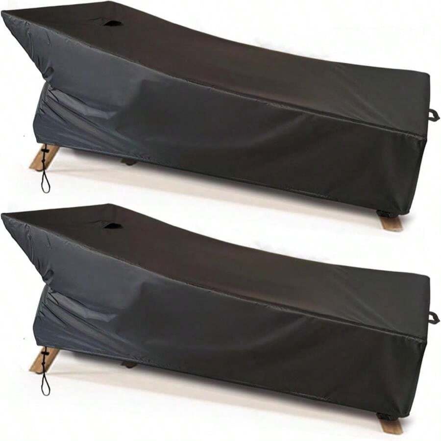 SIHAIAN Patio Lounge Chair Cover Waterproof Outdoor Chaise Lounge Covers UV Resistant Special Fixed Design 68Lx32Wx32H Black 2Pack Patio Furniture Covers