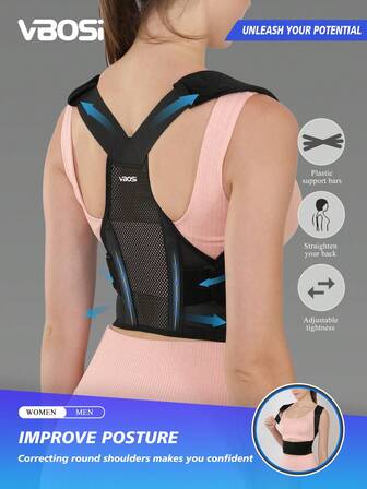 VBOSI Small Size 1 Piece Women Men Unisex Adjustable Back Support Sporty Belt Shoulder Brace Posture Corrector