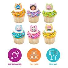 Gabby's Dollhouse 24 - Pack Cupcake Decorations With Kitty Characters For Birthday - DecoSet Gabby 的娃娃屋冒險蛋糕裝飾 - 查看 2