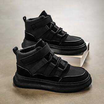 Men's 2025 Minimalist Solid Color High-Top Casual Sneakers, Ins-Style Niche Design, Thick Sole Non-Slip Outdoor Shoes For Teenagers