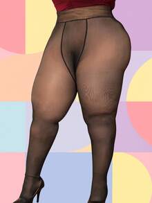 BLACK PLUS SIZE WOMEN'S TIGHTS WITH PLUSH LINED, WARM END - Cream - View 3