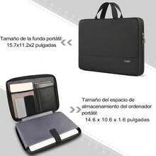 Funda para Laptop 15.6 Pulgadas, Maletín Antigolpes Anti-rasguños Bandoleras, Bolsa Impermeable Protector Estuche, Compatible con HP, , , ASUS, Hombres y Mujeres, Negro - Gris - Ver 9