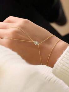 Stonefans 波西米亚菱形水晶手链，女士简约精致链环手链，珠宝配饰，礼物 - 金色 - 查看 10