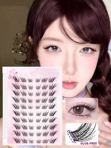 60 piezas de pestañas postizas autoadhesivas, mirada suave y natural de guiño de zorro, pestañas postizas C-Curl para párpado superior de Su Daji