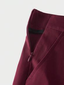 优雅高腰酒红色喇叭裤，通勤百搭 - 酒紅色 - 查看 9