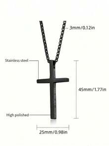 1pc Fashion Stainless Steel Cross Pendant Necklace With Slogan I Can Do All Thins Motivational Encouragement Necklace For Everyday Use Holiday Jewellery - 口號十字架項鍊 - 查看 7
