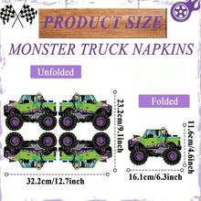 20pcs/40pcs/60pcs Monster Truck Paper Napkins Monster Robot Birthday Decoration Purple Green Truck Shaped Disposable Lunch Napkins Monster Truck Theme Party Supplies Racing Birthday Decoration Birthday Party Favors - Multicolor - View 4
