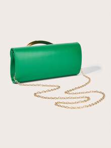 复古纯色手拿包，百搭手提包，时尚 PU 包，适合女士，也适合婚礼、派对、舞会、晚宴 - 綠色 - 查看 5