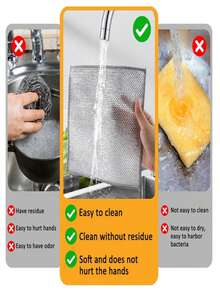 Magic Cleaning Cloth, Thickened Double-Sided Metal Wire Cloth, Kitchen Dishwashing Utensil Wiping Cloth, Cleaning Tool, Ultra-Fine Fiber Steel Wire Soap Pad - Double-Sided Kitchen Washer, Suitable For Tableware And Cookware, Non Scratch Steel Wire Wiping - Easy To Remove Grease, Dirt And Dust - Reusable And Washable
