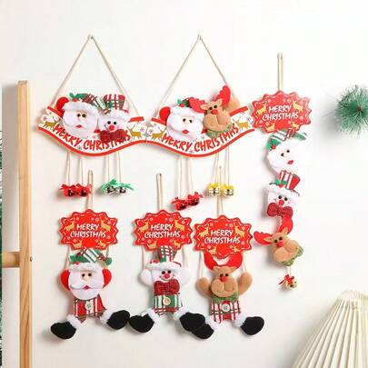 1 Piece Of Creative Christmas Door Hanging, Santa Claus, Snowman, Elk Design Felt Hanging, Very Suitable For Christmas Door Hanging, Holiday Wall Hanging, Christmas Decorations