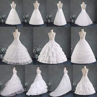 1 件白色 3-5 层钢圈新娘婚纱衬裙、裙裾裙撑、4 个钢圈 5 个荷叶边裙撑、超大号 6 个钢圈 6 个薄纱裙撑、蓬松裙撑、云朵裙撑、公主裙撑、学生制服裙撑，适合婚礼、派对、表演、角色扮演、洛丽塔、舞蹈、万圣节