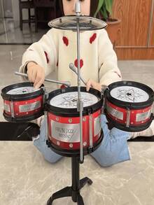 3/5件套儿童爵士鼓入门级可调节打击乐器教育玩具，适合3-12岁男孩女孩，礼品 - 彩色 - 查看 3