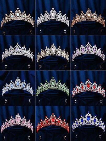 1pc Fashionable Crystal Bridal Crown, Suitable For Girls, Ladies Birthday, Anniversary, Pageant, And Various Festival Occasions Wear And Decoration