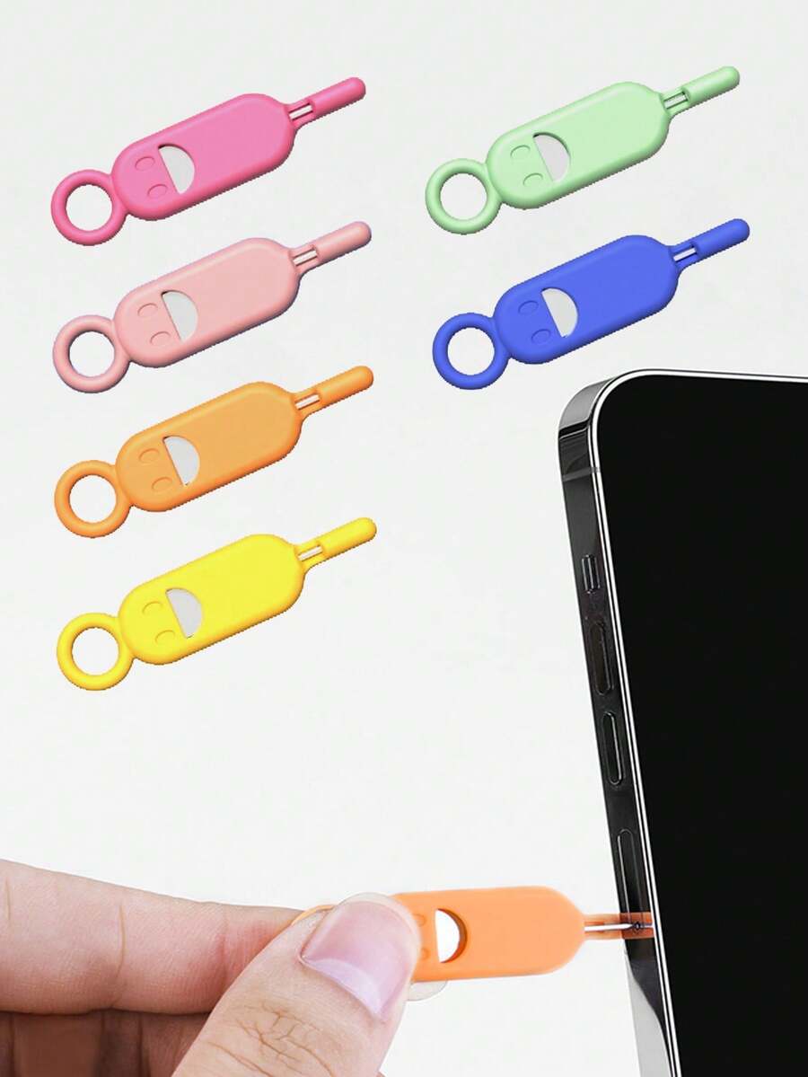 SIM Card Ejector, Durable Colorful Face Anti-Lost SIM Card Ejector Pin Cover, Portable Phone Accessory With Keychain, Secure Memory Card Holder For Smartphones, Easy To Use, Sim Card Protector, Whimsical Design, Quality Construction, Green