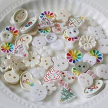20/50/100pcs Colorful Plastic Cute Buttons, DIY Craft Decorative Buttons, Creative Scrapbooking Stickers, Assorted For Sweater, Cardigan, Shirt Sewing