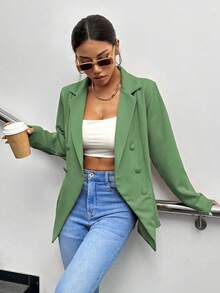 A&DD MODA, REF: 173 Women's Blazer Elegant Fitted Modern Social Formal Casual Sophisticated Tailoring Premium Fabric Versatile Comfortable Work Style Party Everyday Classic Perfect Cut Refined Look Contemporary Look Blogger Charming Quality Superior Finish ✨ - 綠色 - 查看 4