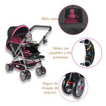 Carriola De Paseo Mango Reversible Con Juguetero, Noni 555 A - Rosa - Ver 3