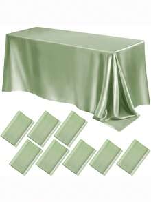 1 khăn trải bàn hình chữ nhật, khăn trải bàn bằng vải satin không phai màu, thích hợp cho tiệc cưới, tiệc cưới cao cấp, trang trí tiệc nhà hàng - Cây xô thơm xanh - Xem 13