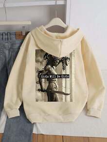 Casual And Fashionable Printed Patterns Hooded Women's Fall Clothes, With A Sweet And Gentle Temperament Fall Tops, Slim And Comfortable Hooded Sportswear, Suitable For Daily Casual Wear, Fall Women Clothes