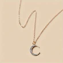 1 Piece Women Pendant Necklace Casual And Fashionable Moon Pendant Necklace For Daily Wear - 銀色 - 查看 6