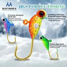 MAFIMOEA 20 piezas Juego de señuelos de pesca de hielo que brillan en la oscuridad, caja de almacenamiento exquisita y conveniente, mejor accesorio para la pesca de invierno, adecuado para percas y black bass del norte