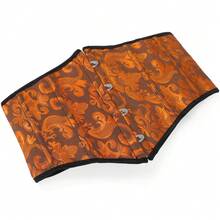 Áo nịt eo Jacquard cổ điển dành cho nữ, áo nịt eo giảm béo, trang phục Halloween - vàng đen - Xem 5