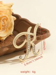 1 件时尚创意水钻 A-Z 英文字母金色胸针，百搭简约配饰别针，适合男女珠宝服装配饰包包饰品办公室配饰圣诞礼物 - 彩色 - 查看 26