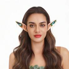 Halloween Cosplay Elf Ears Mushroom Flower Crystal Design Fairy Ear Accessories For Women Party Costume - Màu xanh lam - Xem 5