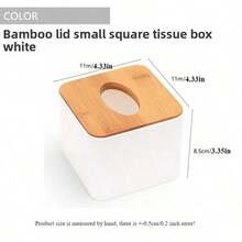 Solid Color Bamboo Lid Tissue Box, Bamboo & Wood Lid Paper Box Tissue Holder, Square And Round Tissue Box, Wooden Storage Box, Home Decor For Dining Table, Disposable Paper Napkin Holder, Bamboo Rectangle Napkin Rack, Suitable For Bathroom Vanity, Office, Dining Table, Living Room, Bedroom, Bathroom, Car Tissue Storage