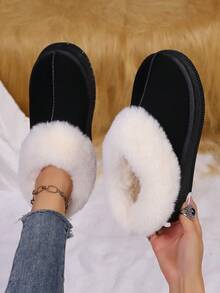 Thick Sole Short Ankle Snow Boots, Platform Flat Short Ankle Winter Warm Plush Lined Women Shoes