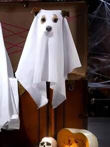 1pc Halloween Pet Dog Dress Up Ghost Cosplay Sheet COSPLAY Pet Accessories Halloween Halloween Costumes - White - View 6