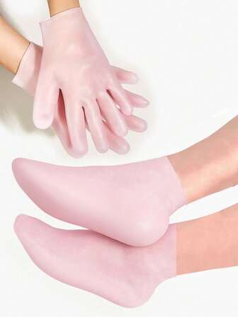 1 set återfuktande fot- och handmask i silikon, exfolierande fotpeeling, vattentäta fotvårdsstrumpor, återfuktande handskar, fot- och handvårdsbehandling julklapp