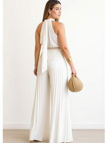 Pleated Jumpsuit For Weddings And Special Events - trắng - Xem 3