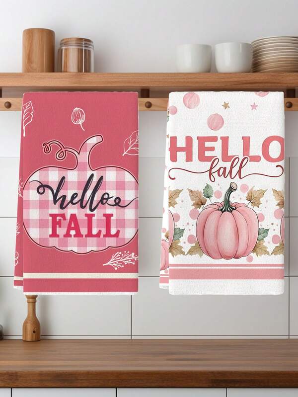 2 peças Decoração de Outono Ação de Graças Bem-vindo Outono Com Uma Colheita Abundante De Abóboras, Flores de Outono E Frutas Pano de Limpeza de Toalha de Cozinha Pano de Limpeza de Estilo Colorido Padrão Toalha de Chá de Mão Toalha de Mão de Banheiro Festa de Ação de Graças e Decoração de Feriado Decoração de Cozinha para Casa Suprimentos de Cozinha Decoração de Mesa Secagem de Talheres Lavagem de Louça Adequado Para Cozinha Restaurante Limpeza Diária Presente Para Amigos Padrão Rosa
