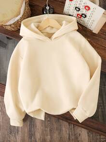 少女卡通印花长袖休闲保暖卫衣 - 杏色 - 查看 2