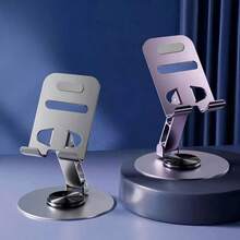 Soporte de teléfono móvil ajustable de aluminio de 360° giratorio - Ajuste universal, portátil y diseño ergonómico para una visualización cómoda - Negro - Ver 5