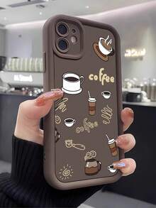 Coffee Elements TPU Shockproof 1pc Brown Casual Coffee Graphic Full Coverage Phone Case Compatible With Apple 16, 15, 14, 13, 12, 11 Pro Max, And Series Birthday Gift Anniversary Gift - Multicolor - View 2