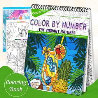 数字填色本 - 20 页节日与自然图案，适合放松身心 | 适合初学者、青少年、男女的完美创意乐趣 | A4 螺旋装订，精装，单面打印，带来愉悦的享受 - 生日、万圣节、感恩节和圣诞节的理想礼物