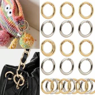 30/20/10 st. fjäderformade O-ringar med avtryckare, nyckelringsringar i guld/silver, runda spännklämmor, lämpliga för nyckelringar, väskor, nyckelringar, gör-det-själv-pyssel, spännen och krokar för smyckestillverkning