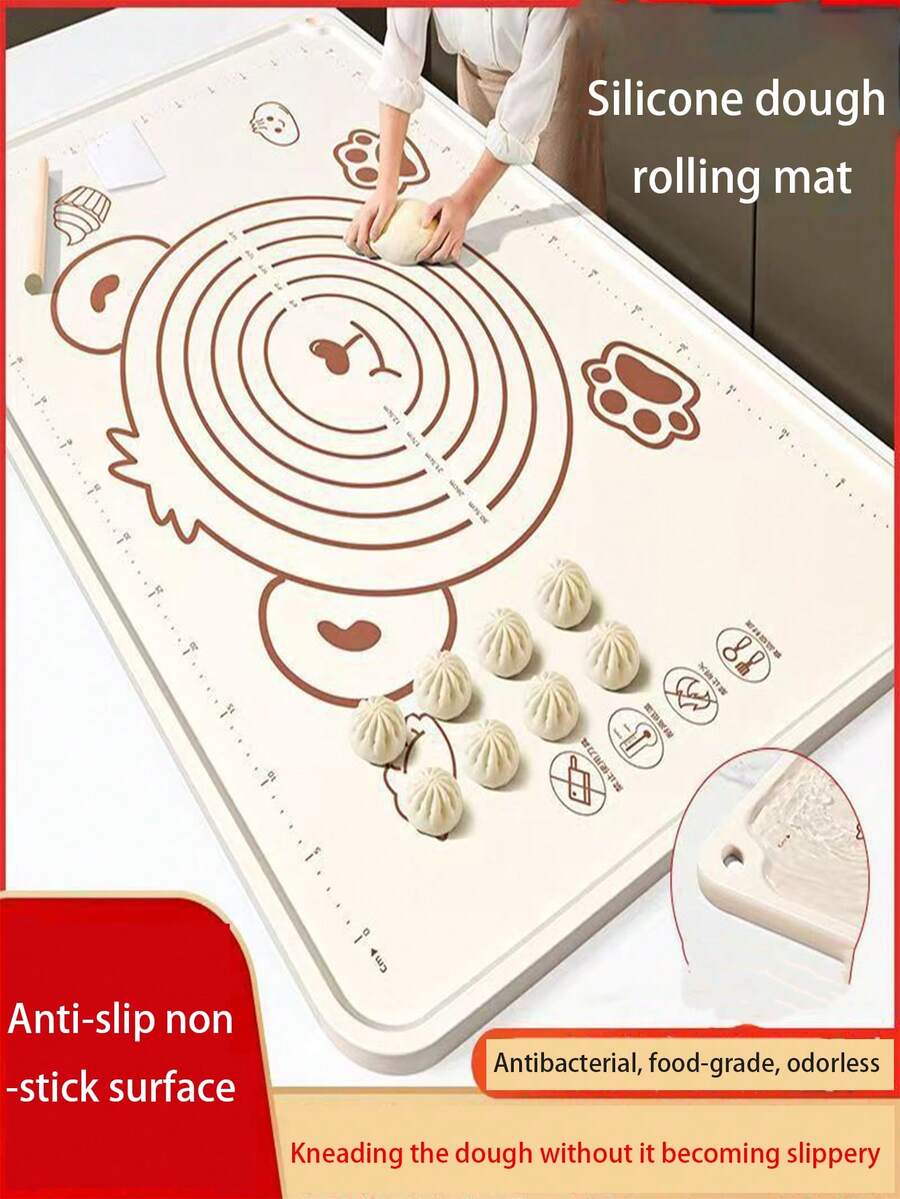 超厚硅胶烘焙垫，不粘，不粘，非常适合烘焙、披萨和面团 - 完美的厨房工具，不粘揉面垫，家用厨房非烘焙垫，厚擀面团垫 - 彩色 - 查看 1