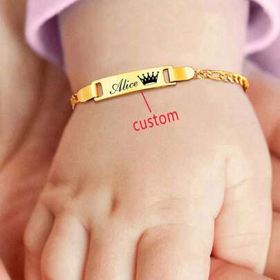 Customized 18K Gold Plated Stainless Steel Adjustable Bracelet With Personalized Name And Date, Bohemian Style, Suitable For Daily Wear And Gifting, Great For Thanksgiving, Decoration, Letters, Fashion, Cute, Casual, Customized Personalized Unique, Ideal Gift For Him, Ideal Gift For Her, Customized Teen's Fashion Accessories, Comfortable And Easy To Wear,Back To School Fashion ,Travel Organizer