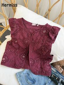 Women Tops - 酒紅色 - 查看 1