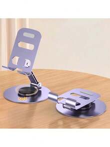 Soporte de teléfono móvil ajustable de aluminio de 360° giratorio - Ajuste universal, portátil y diseño ergonómico para una visualización cómoda - Morado - Ver 4