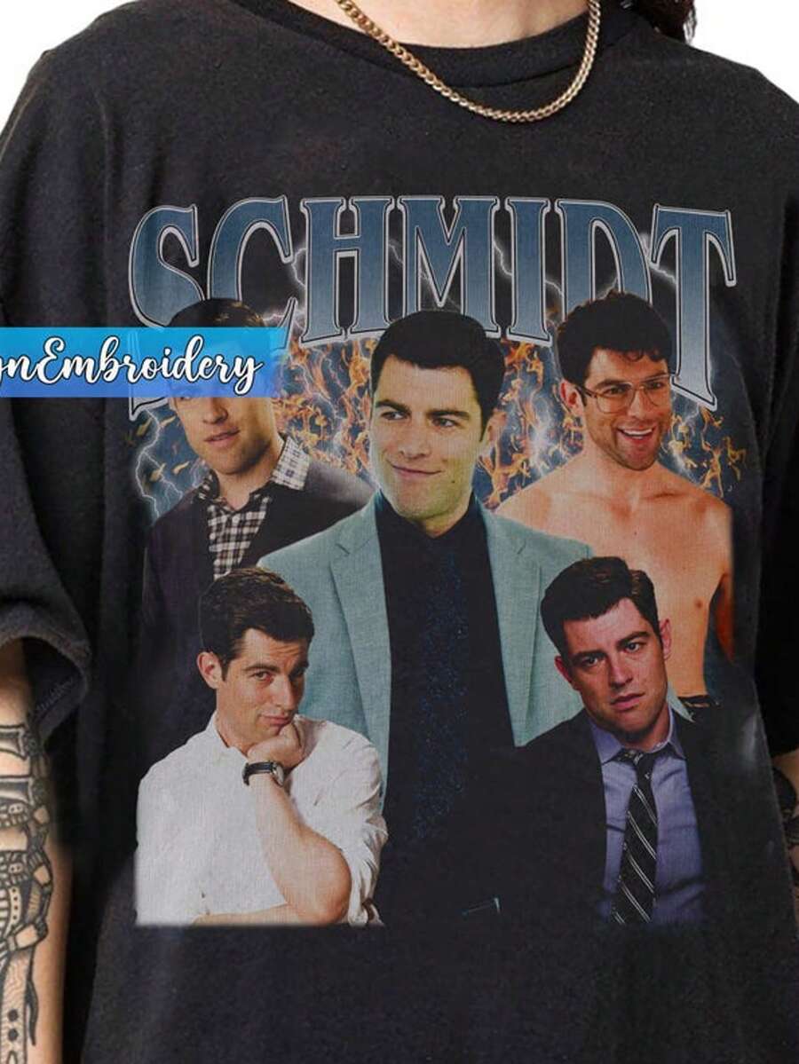 Vintage 90s Graphic Style Schmidt T-Shirt, Winston Schmidt Bootleg Rap Shirt, New Girl Gifts - 黑色 - 查看 1
