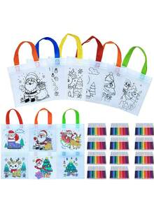 12pcs Christmas Gift Bags, Snowman/Christmas Tree/Santa Claus Pattern, Can Be Graffiti DIY Color, Desktop Decoration Supplies, Christmas Party Decoration Supplies, Suitable For Holiday Parties, Theme Events, Gift Packaging Supplies, Send To Family And Friends Christmas Christmas Decorations Christmas Pajamas Christmas Gifts Christmas Decor