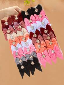 4/8pcs/Set Faux Pearl Embellished Bow Hair Clips, Multiple Colors Available, Velvet Material With Shiny Faux Pearls, Elegant And Sophisticated - Suitable For Girls And Women, Can Securely Clip Bangs Or Ponytails, Versatile For Daily, Weekend, Hangout, Photo Shoot, Random Color, Winter Outfit For Women, Bows, Cute, Claw Clips, Hair Claws, Hair Slide, Hair Barrettes