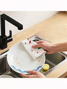 Christmas Kitchen Paper Rolls - Thickened 3-Ply Disposable Cleaning Cloths, Dual-Use Wet & Dry Washable Oil-Free Rags For Home Use, Random Styles, Household Cleaning Tools, Perfect Holiday Gift - Multicolor - View 6